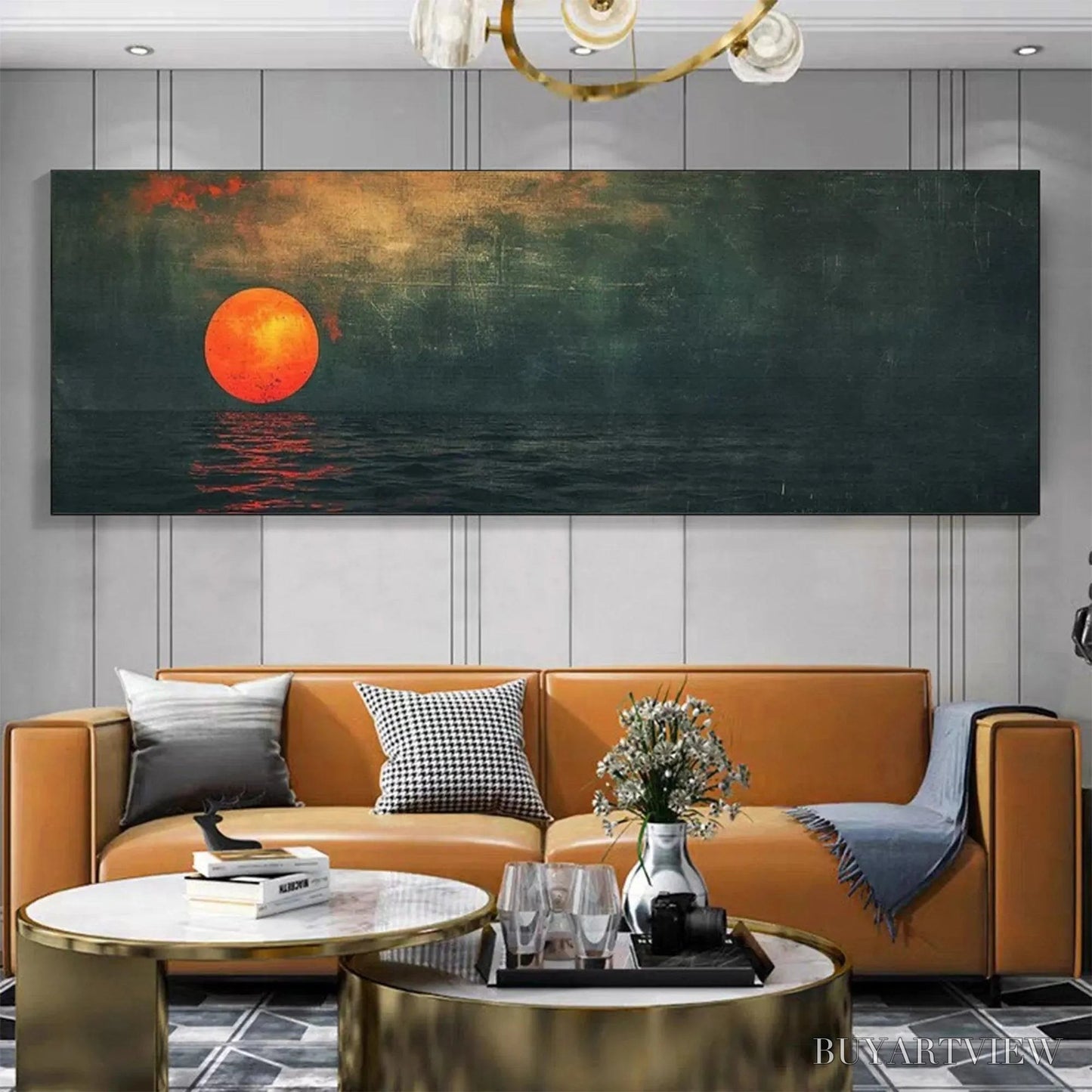 BUYARTVIEW Blood Moon Panoramic – Sunset Painting, Panoramic - image 2