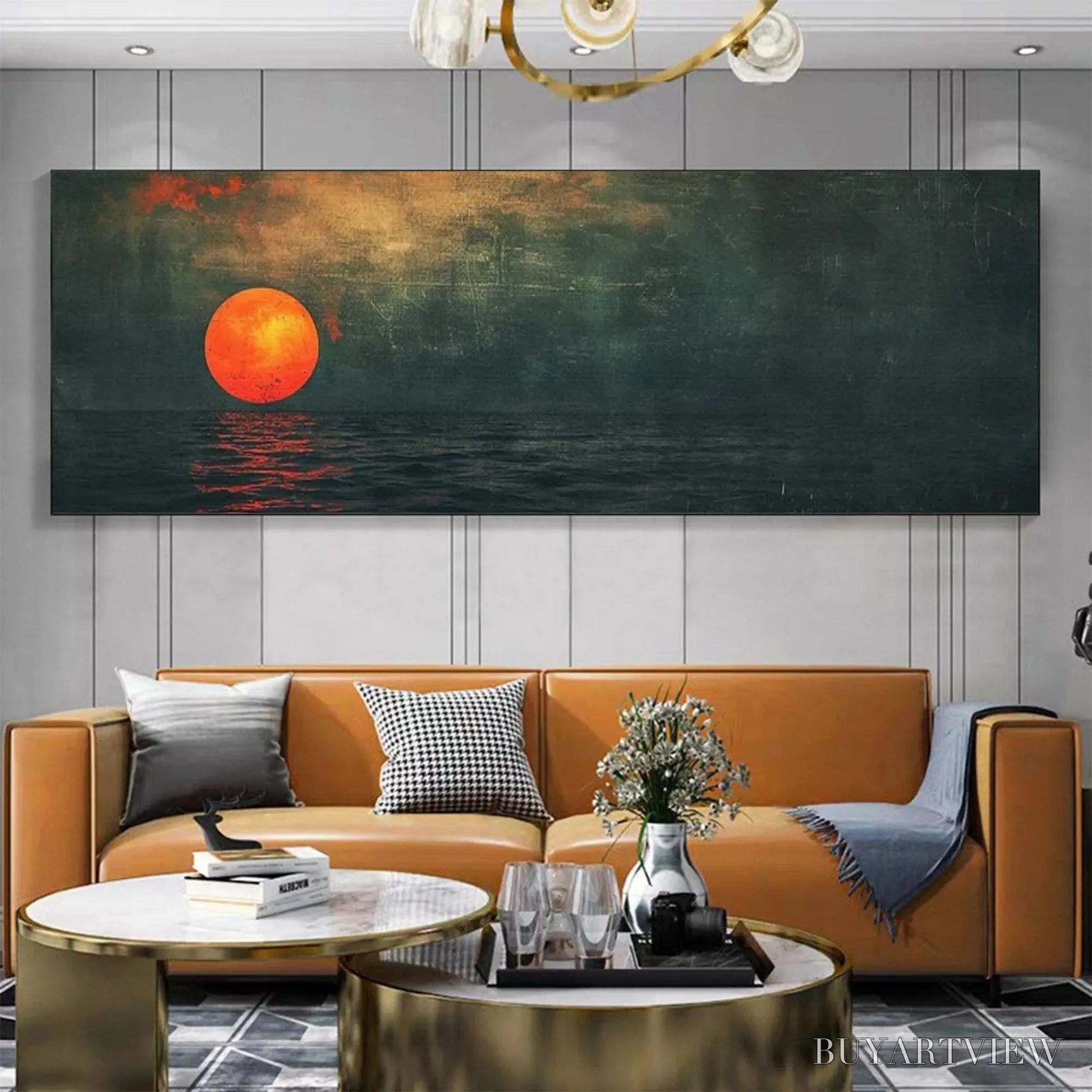 BUYARTVIEW Blood Moon Panoramic – Sunset Painting, Panoramic - image 2
