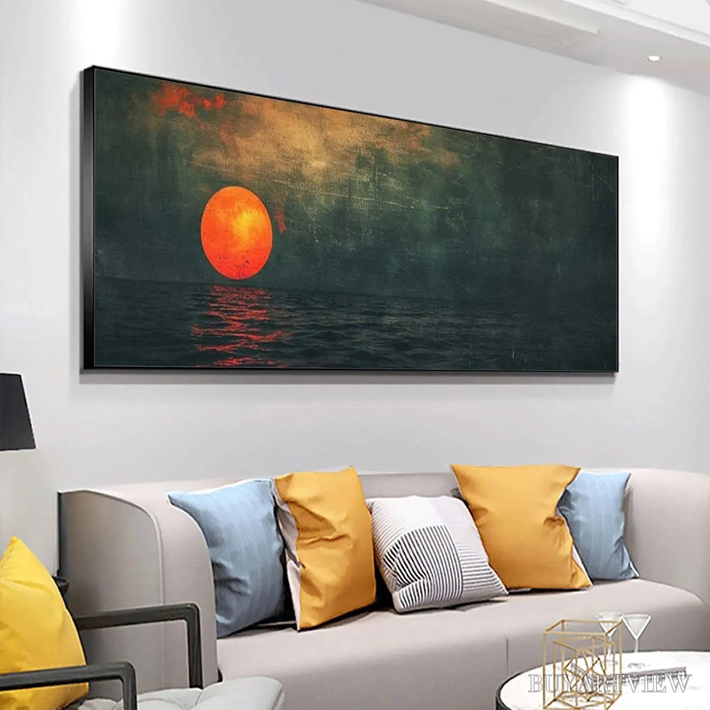 BUYARTVIEW Blood Moon Panoramic – Sunset Painting, Panoramic - image 4