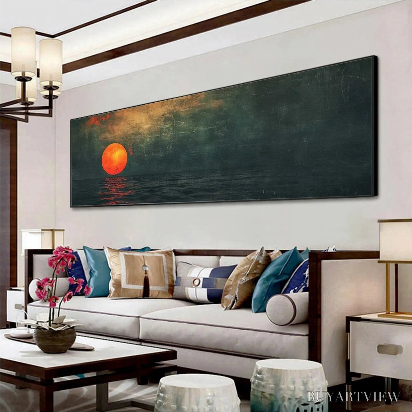 BUYARTVIEW Blood Moon Panoramic – Sunset Painting, Panoramic - image 5