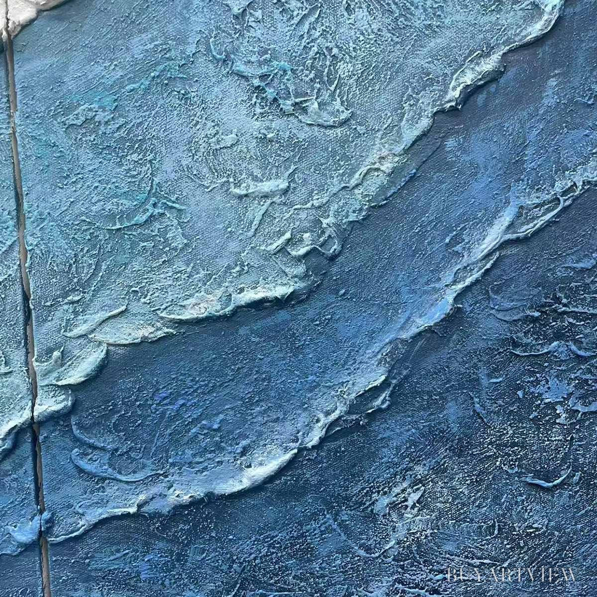 BUYARTVIEW Textured Oceanscape Triptych – Textured Abstract Painting Set of 3 - image 3