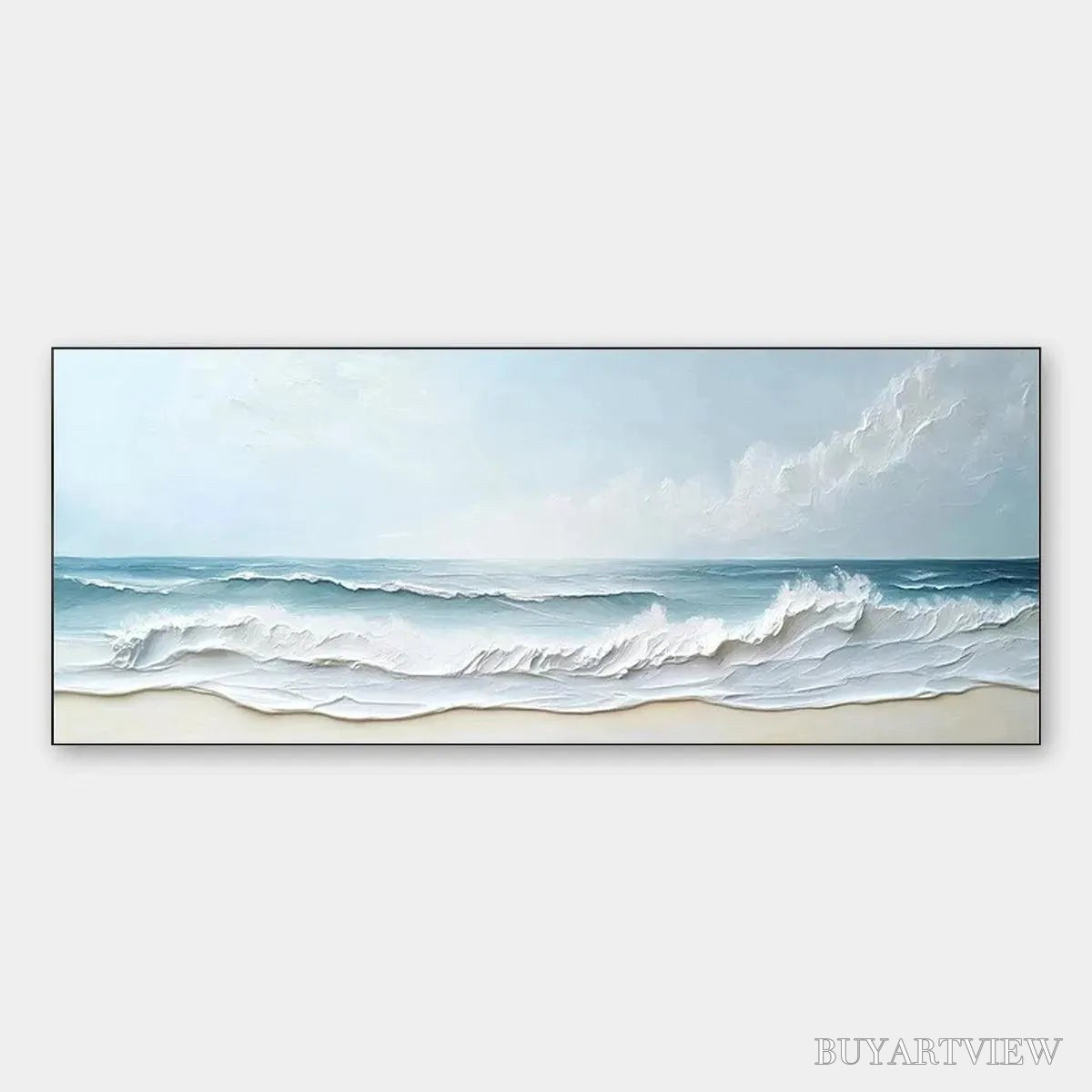 BUYARTVIEW Ocean Waves Panoramic – Panoramic Ocean Painting, Beach - image 1