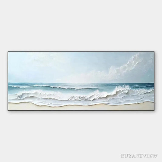 BUYARTVIEW Ocean Waves Panoramic – Panoramic Ocean Painting, Beach - image 1