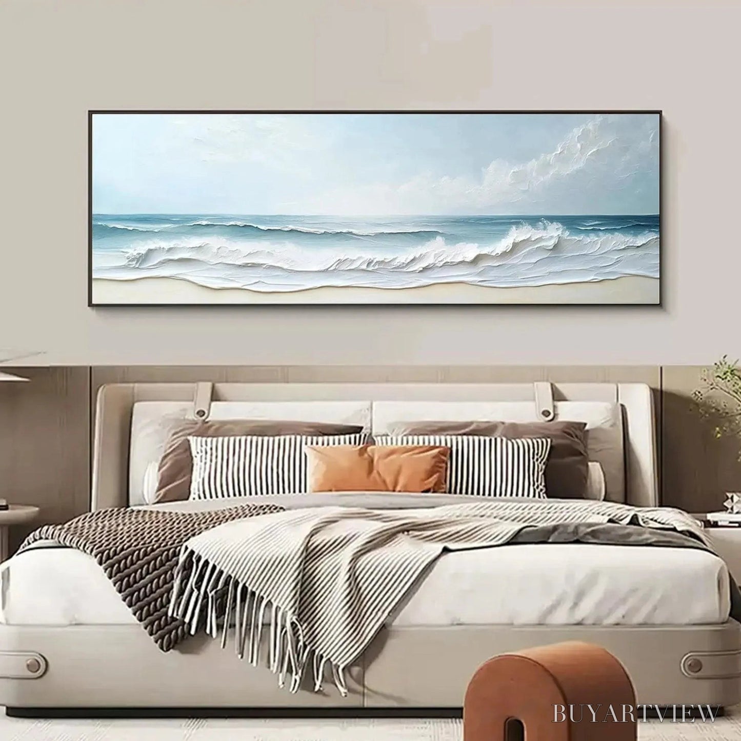 BUYARTVIEW Ocean Waves Panoramic – Panoramic Ocean Painting, Beach - image 2