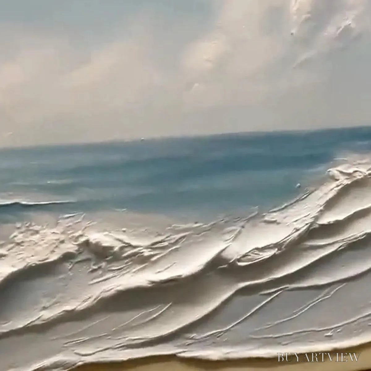 BUYARTVIEW Ocean Waves Panoramic – Panoramic Ocean Painting, Beach - image 3