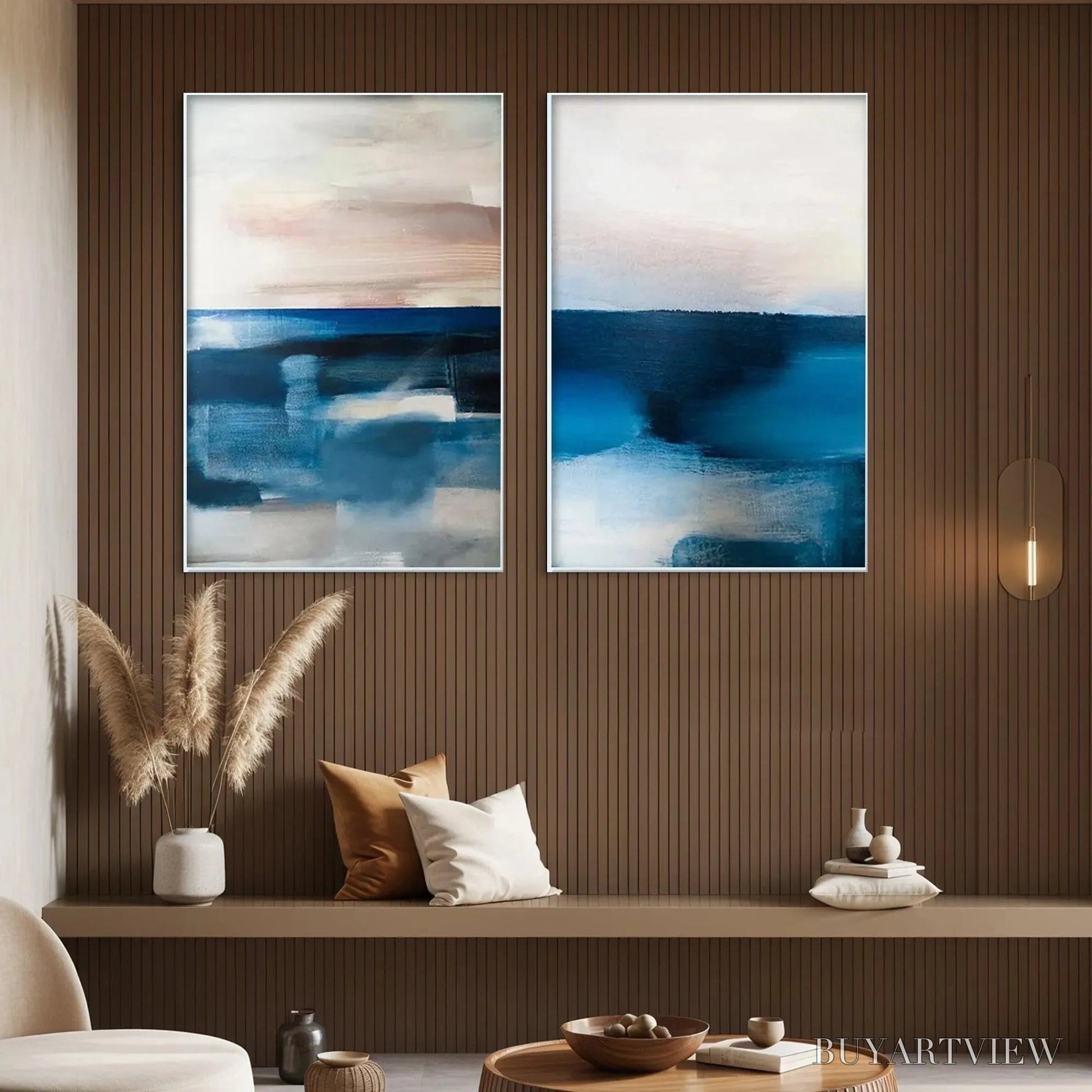 BUYARTVIEW Abstract Ocean Diptych – Abstract Seascape Painting Set of 2, Vertical - image 4