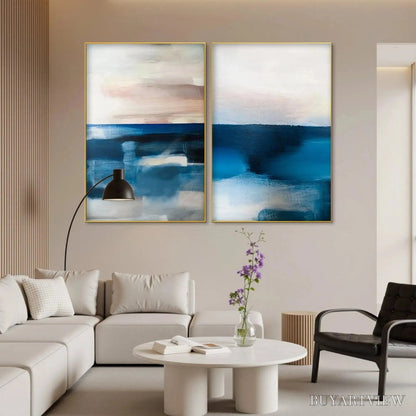 BUYARTVIEW Abstract Ocean Diptych – Abstract Seascape Painting Set of 2, Vertical - image 5