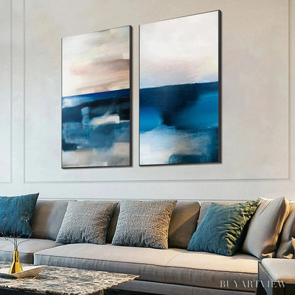 BUYARTVIEW Abstract Ocean Diptych – Abstract Seascape Painting Set of 2, Vertical - image 6