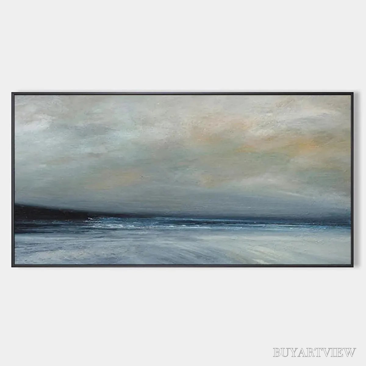 BUYARTVIEW Twilight Coast – Panoramic Coastal Landscape Painting, Horizontal - image 1