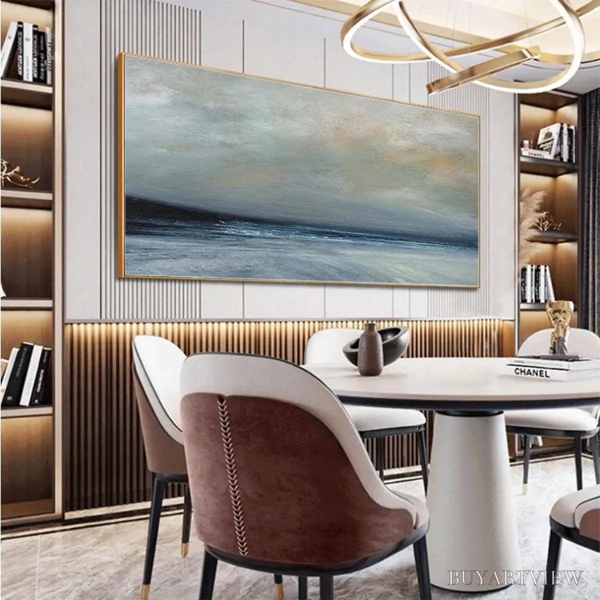 BUYARTVIEW Twilight Coast – Panoramic Coastal Landscape Painting, Horizontal - image 2