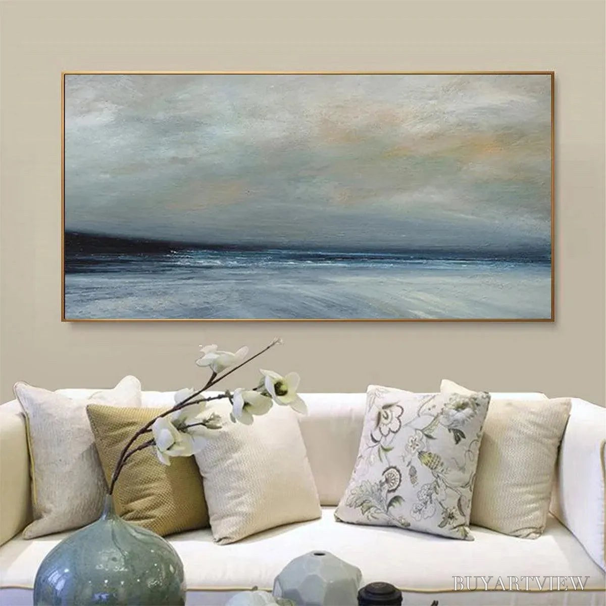 BUYARTVIEW Twilight Coast – Panoramic Coastal Landscape Painting, Horizontal - image 5