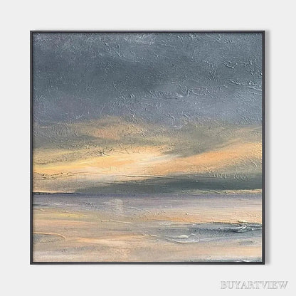 BUYARTVIEW Stormy Seascape – Textured Seascape Painting, Square - image 1