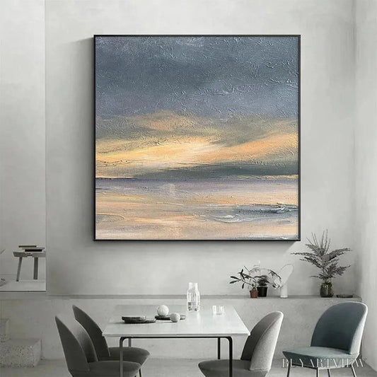 BUYARTVIEW Stormy Seascape – Textured Seascape Painting, Square - image 2