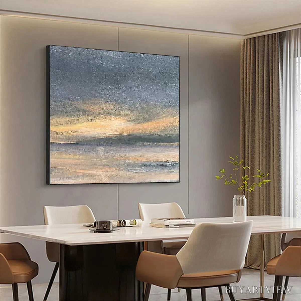 BUYARTVIEW Stormy Seascape – Textured Seascape Painting, Square - image 3