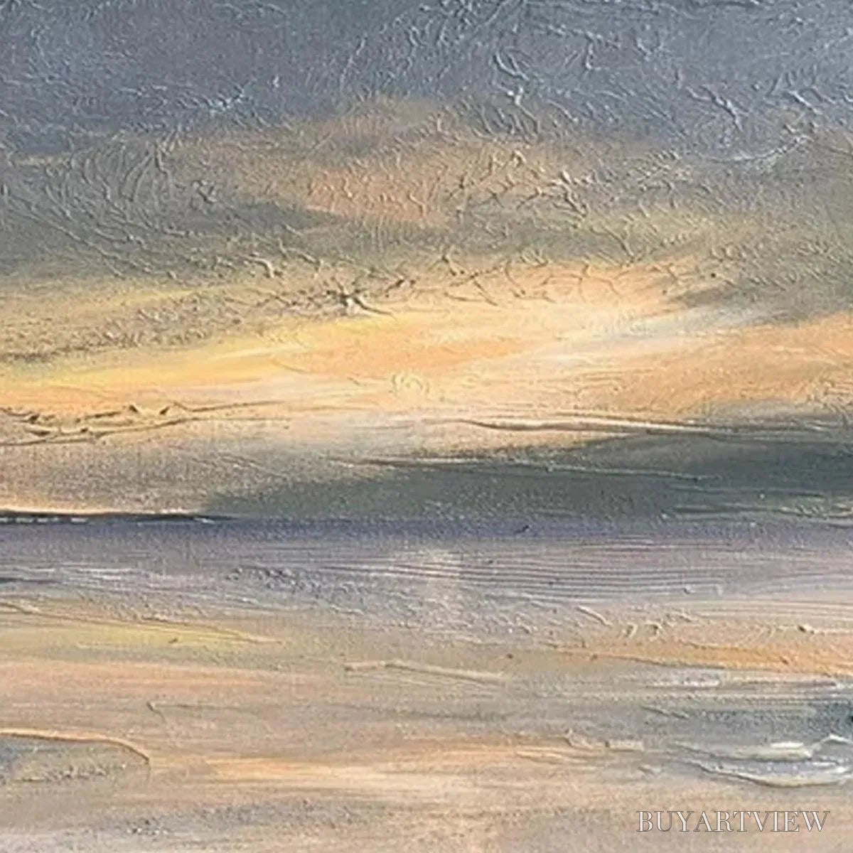 BUYARTVIEW Stormy Seascape – Textured Seascape Painting, Square - image 4