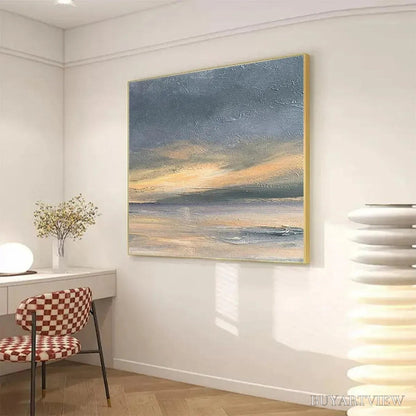 BUYARTVIEW Stormy Seascape – Textured Seascape Painting, Square - image 5