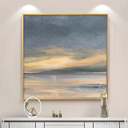 BUYARTVIEW Stormy Seascape – Textured Seascape Painting, Square - image 6