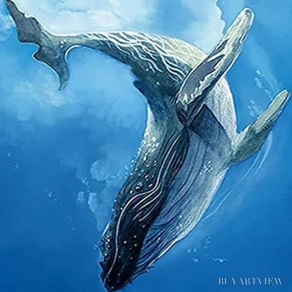 BUYARTVIEW Whale Encounter – Majestic Whale and Diver Painting, Vertical - image 4