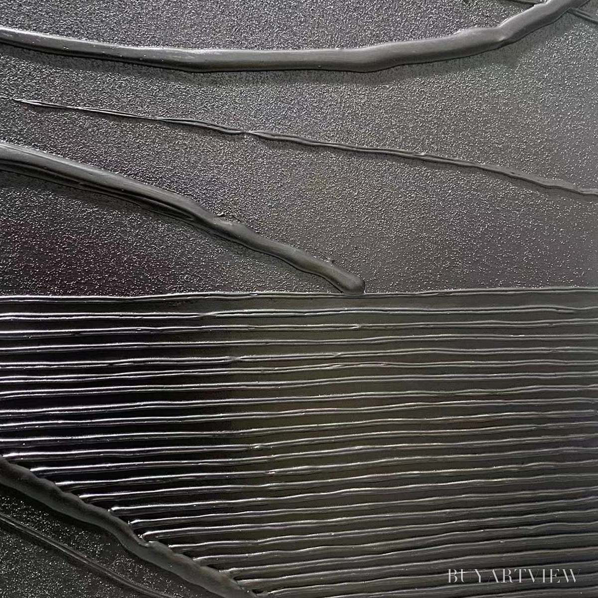 BUYARTVIEW Black Textured Waves – Minimalist Textured Painting - image 6