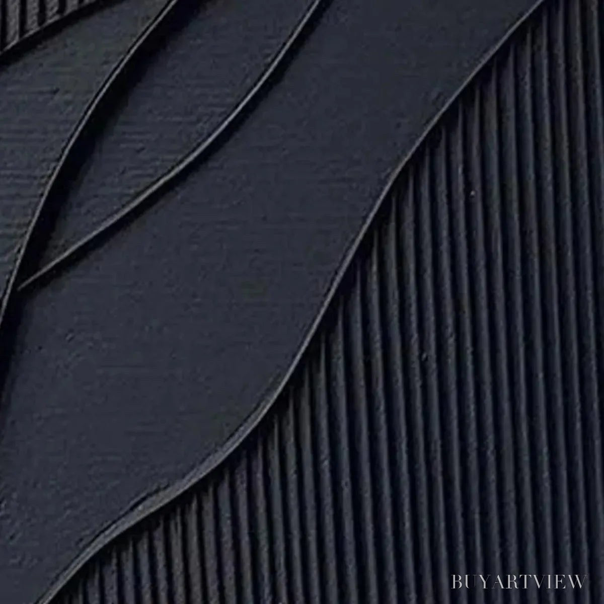 BUYARTVIEW Black Textured Waves – Minimalist Textured Abstract Painting - image 4