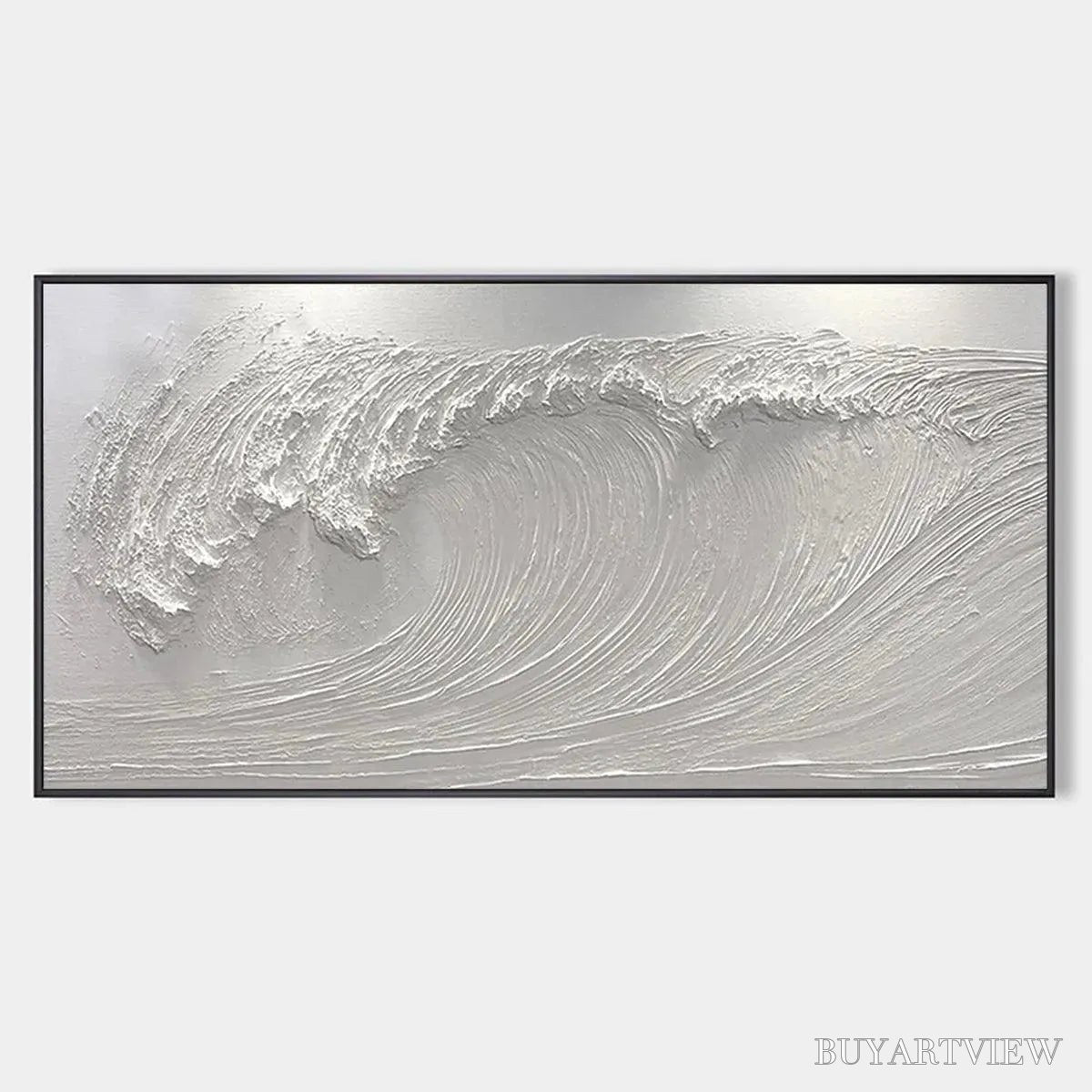 BUYARTVIEW Frozen Tide – Textured White Wave Painting - image 1