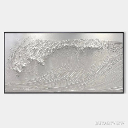 BUYARTVIEW Frozen Tide – Textured White Wave Painting - image 1