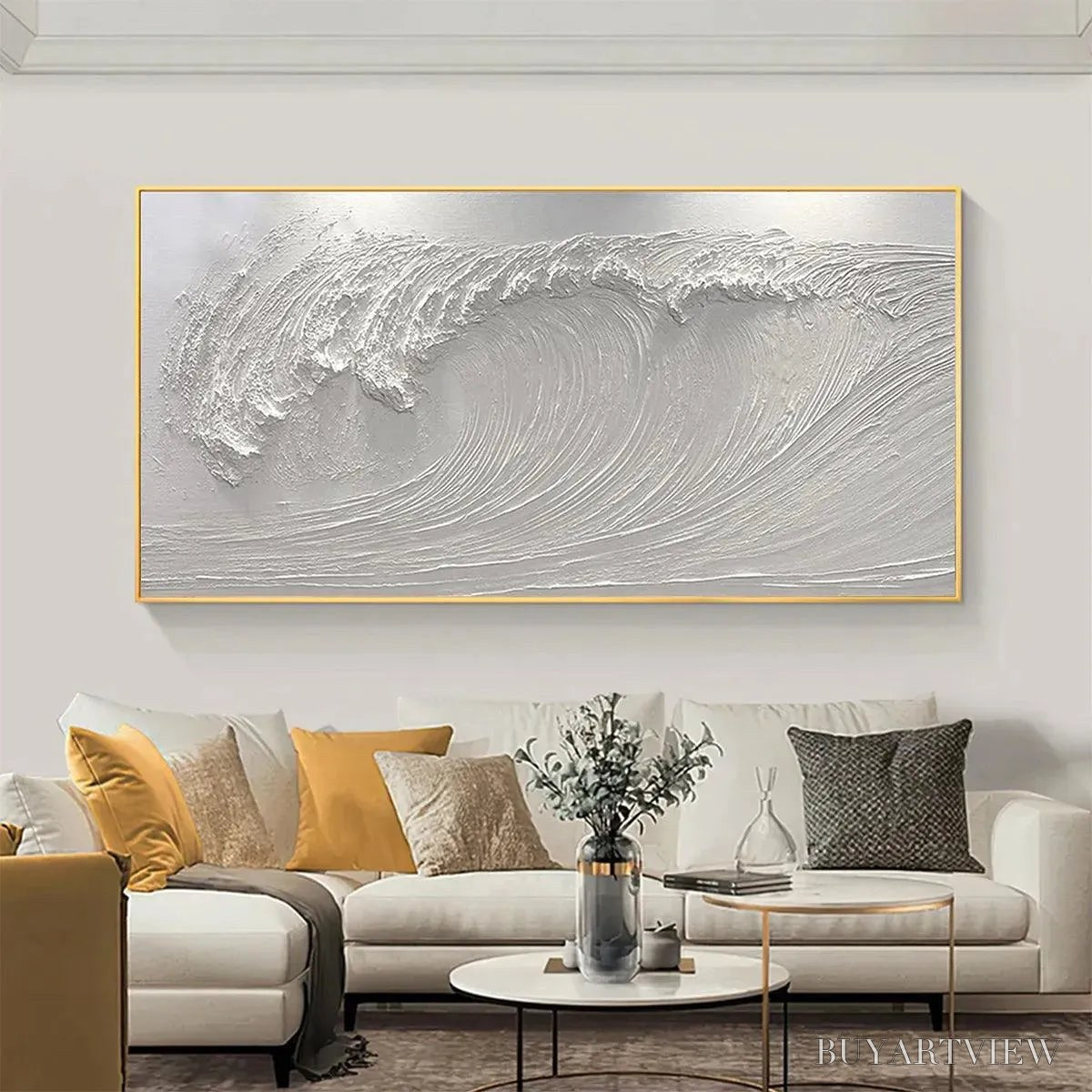 BUYARTVIEW Frozen Tide – Textured White Wave Painting - image 2