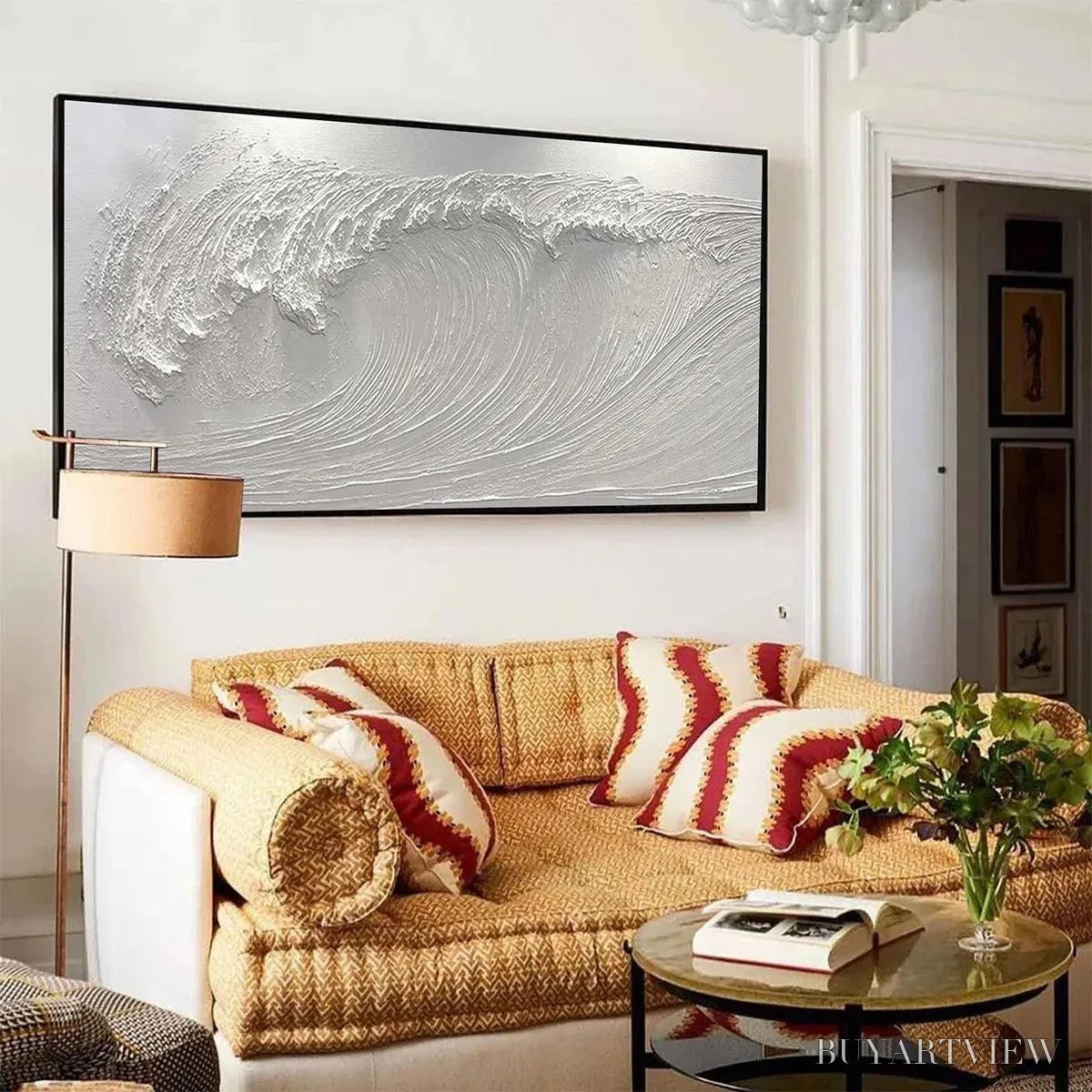 BUYARTVIEW Frozen Tide – Textured White Wave Painting - image 4