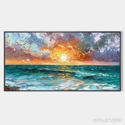 BUYARTVIEW Ocean Sunset – Impasto Seascape Painting - image 1