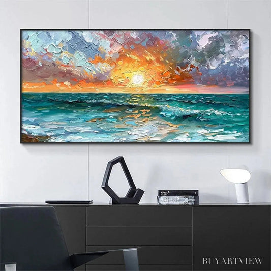 BUYARTVIEW Ocean Sunset – Impasto Seascape Painting - image 2
