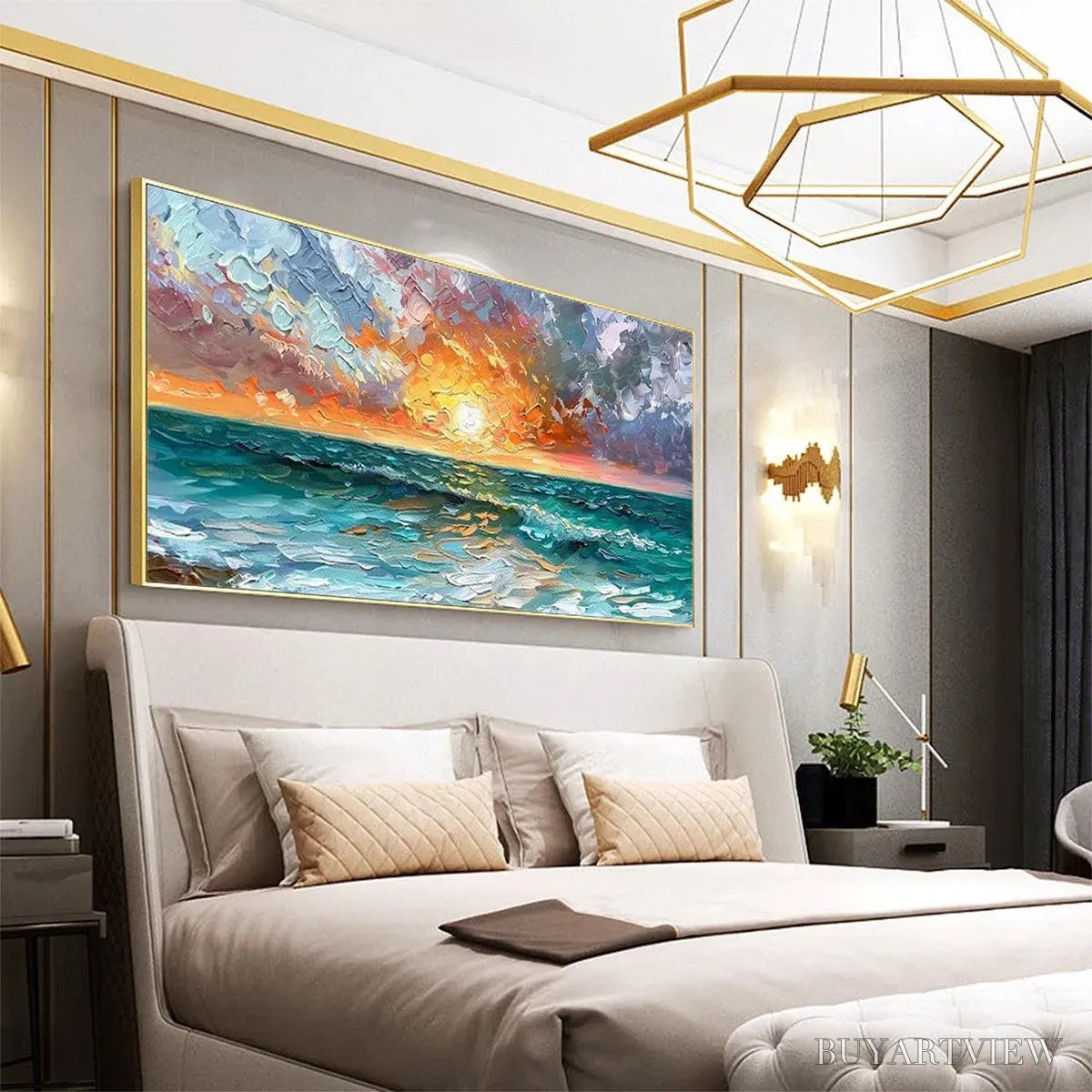 BUYARTVIEW Ocean Sunset – Impasto Seascape Painting - image 4