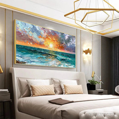 BUYARTVIEW Ocean Sunset – Impasto Seascape Painting - image 4