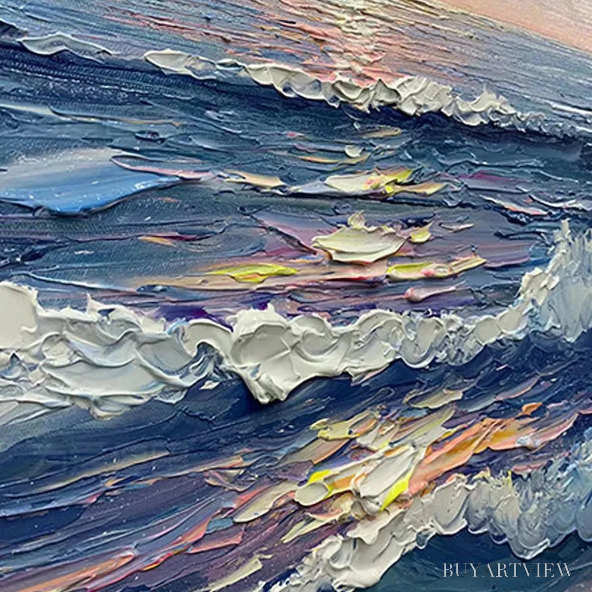BUYARTVIEW Golden Sunset Serenade – Panoramic Ocean Sunset Painting - image 5