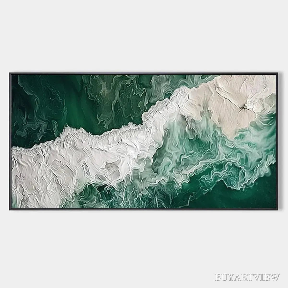 BUYARTVIEW Emerald Flow – Abstract Ocean Painting, Horizontal - image 1