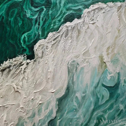 BUYARTVIEW Emerald Flow – Abstract Ocean Painting, Horizontal - image 3