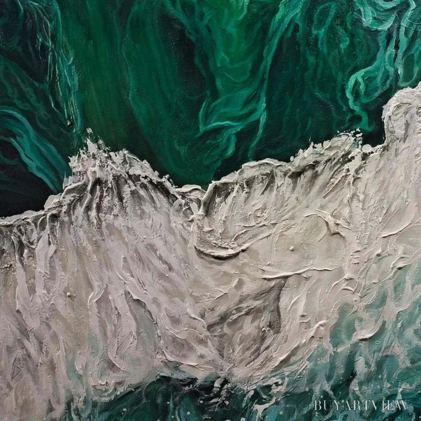 BUYARTVIEW Emerald Flow – Abstract Ocean Painting, Horizontal - image 5