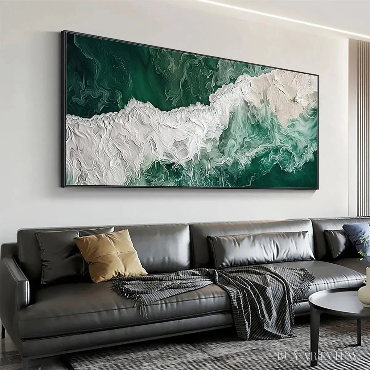 BUYARTVIEW Emerald Flow – Abstract Ocean Painting, Horizontal - image 6