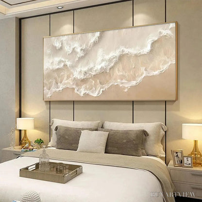BUYARTVIEW Sandy Whispers – Minimalist Beach Waves Painting, Horizontal - image 4