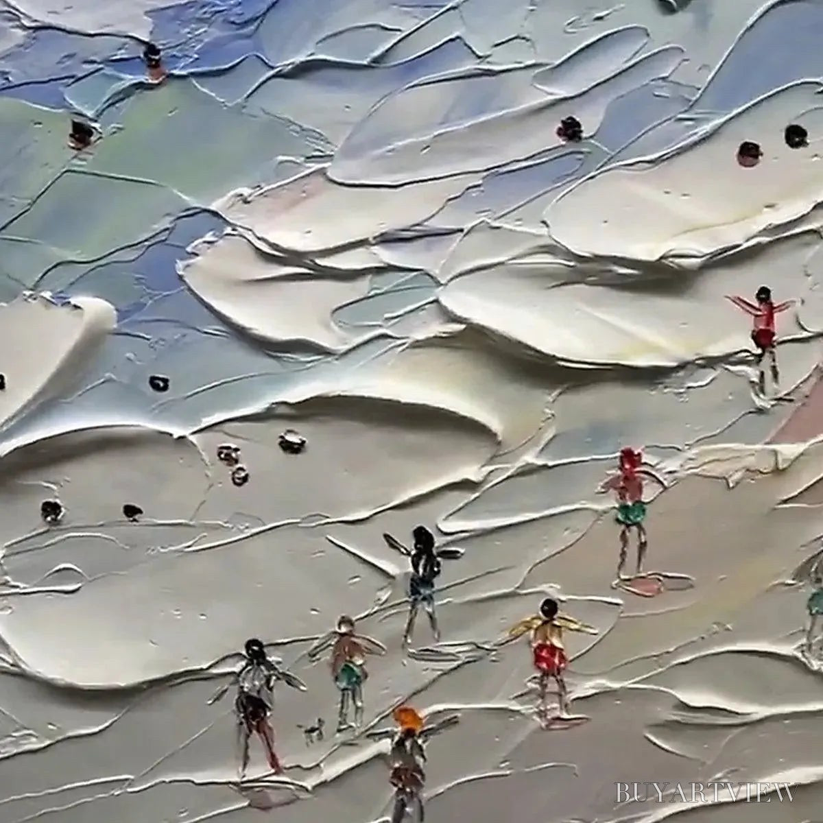 BUYARTVIEW Beach Day Vibes – Textured Beach Scene Painting, Horizontal - image 3