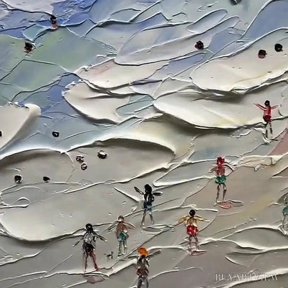 BUYARTVIEW Beach Day Vibes – Textured Beach Scene Painting, Horizontal - image 3