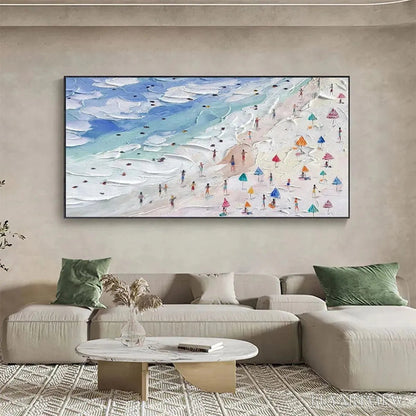BUYARTVIEW Beach Day Vibes – Textured Beach Scene Painting, Horizontal - image 4