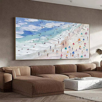 BUYARTVIEW Beach Day Vibes – Textured Beach Scene Painting, Horizontal - image 5