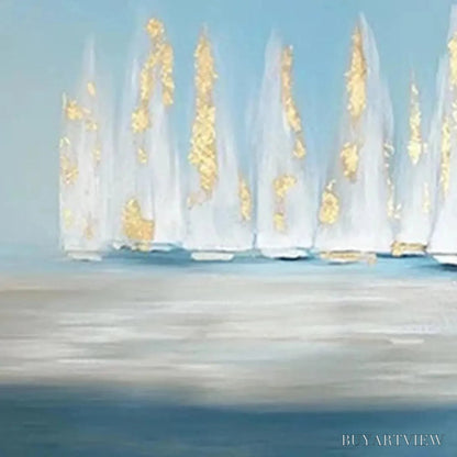 BUYARTVIEW Golden Sails – Abstract Seascape Painting with Gold Accents - image 3
