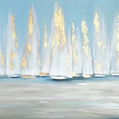 BUYARTVIEW Golden Sails – Abstract Seascape Painting with Gold Accents - image 6