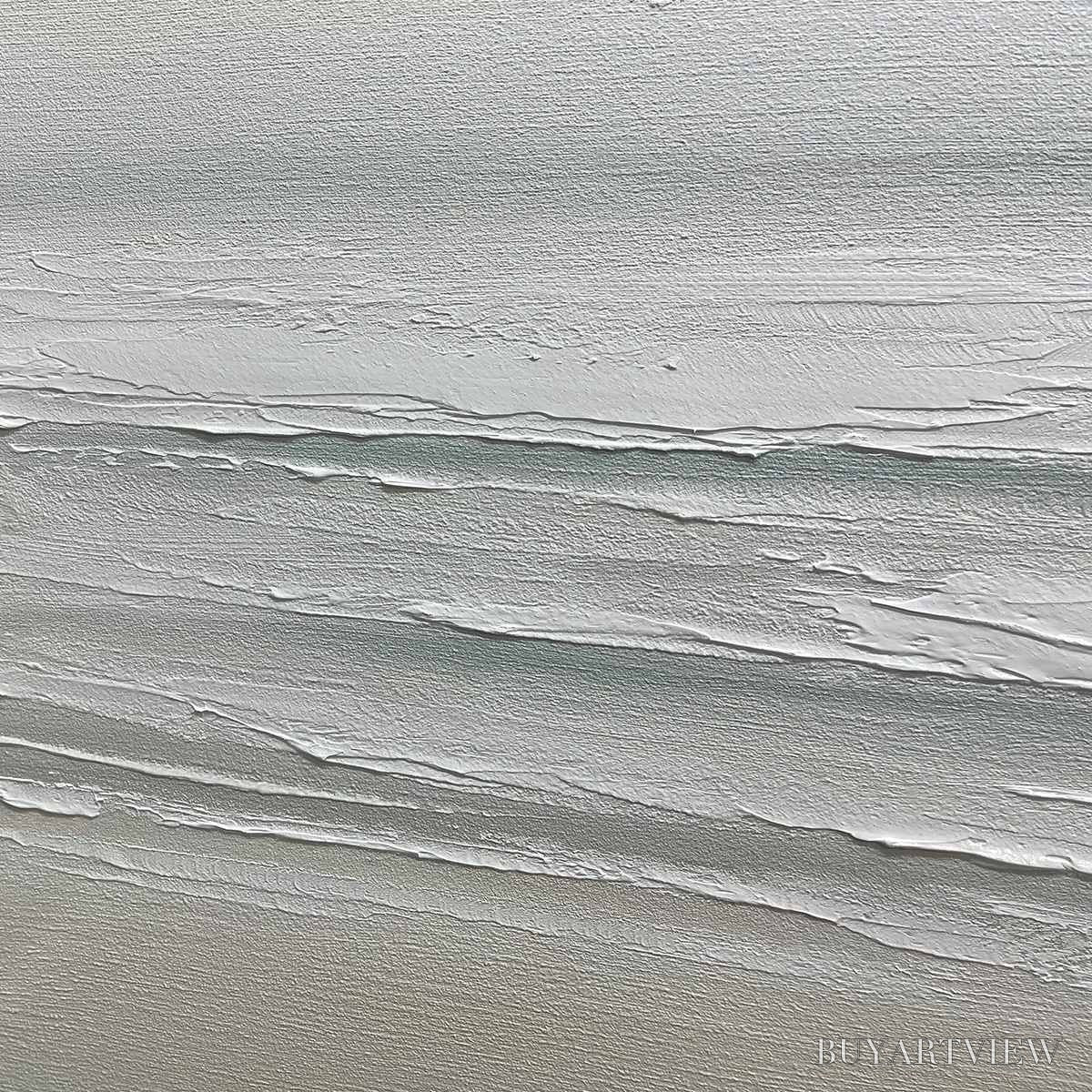 BUYARTVIEW Tranquil Coast – Minimalist Coastal Landscape Painting in Neutral Tones - image 3