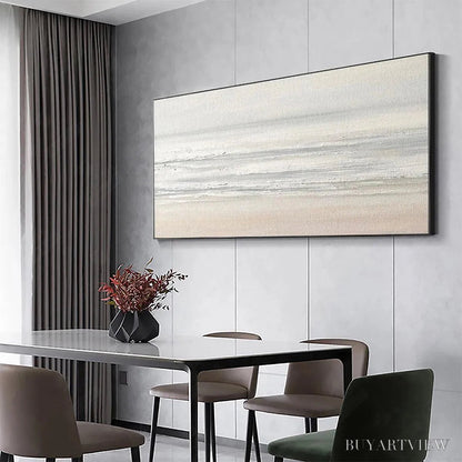 BUYARTVIEW Tranquil Coast – Minimalist Coastal Landscape Painting in Neutral Tones - image 4