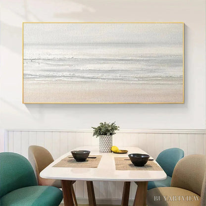 BUYARTVIEW Tranquil Coast – Minimalist Coastal Landscape Painting in Neutral Tones - image 5