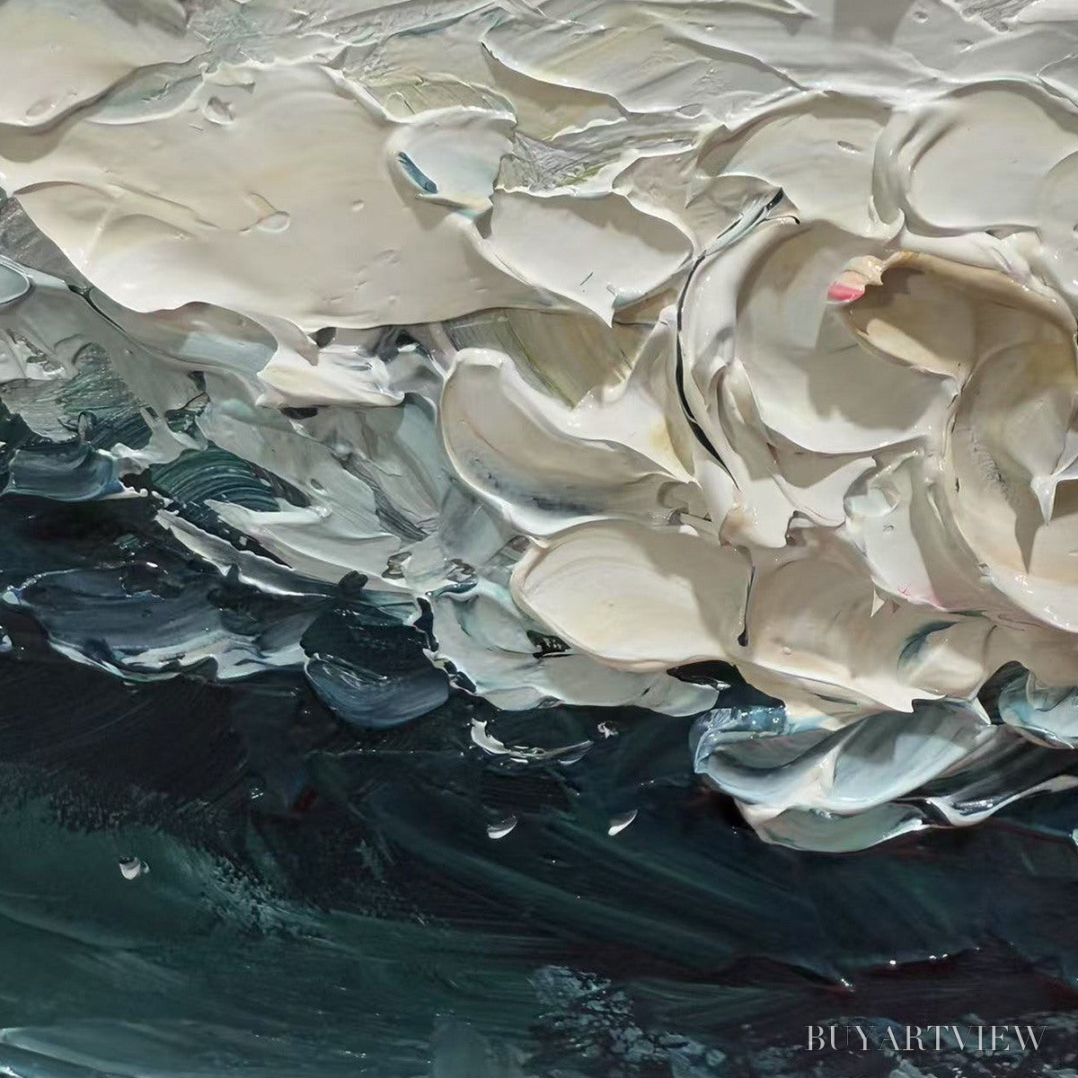 BUYARTVIEW Ocean Dream – Textured Abstract Ocean Painting in Blue, White, and Gold - image 5