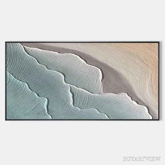 BUYARTVIEW Emerald Waves – Textured Abstract Seascape Painting in Teal - image 1