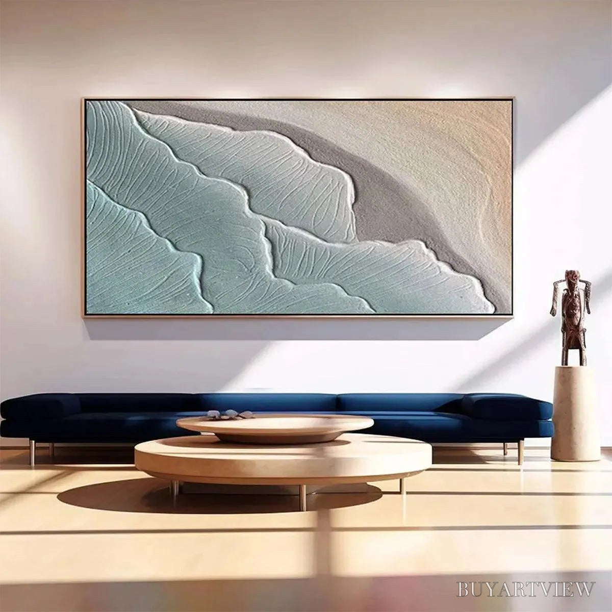 BUYARTVIEW Emerald Waves – Textured Abstract Seascape Painting in Teal - image 2